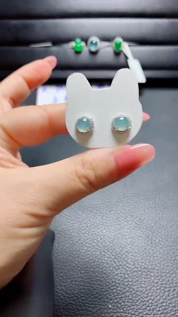 银S925镶嵌戒指翡翠  天然翡翠A货s925银镶