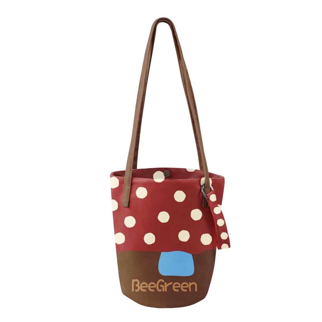BeeGreen 红蘑菇插画师原创单肩斜挎高级感时尚休闲百搭水桶包