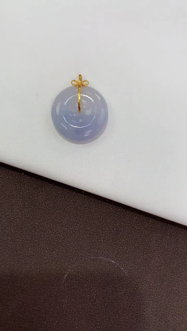 翡翠18K金镶嵌颈饰天然缅甸a货翡翠