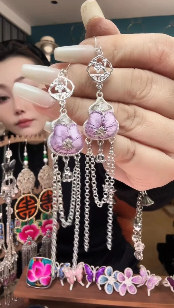 刺绣纯手工民族风刺绣耳环