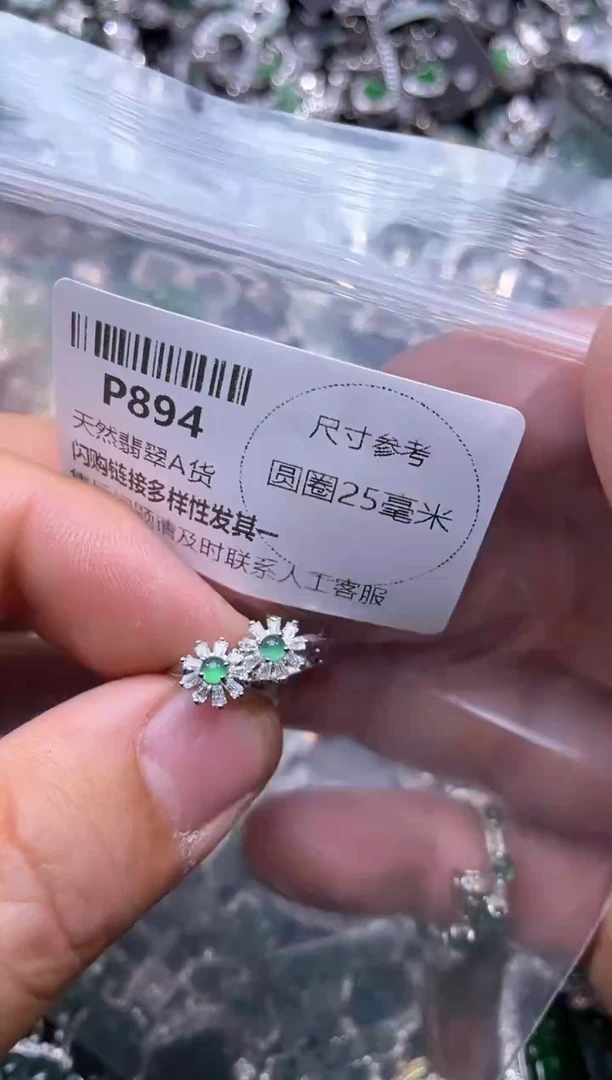 【闪购商品】翡翠颈饰未镶嵌P894耳扣