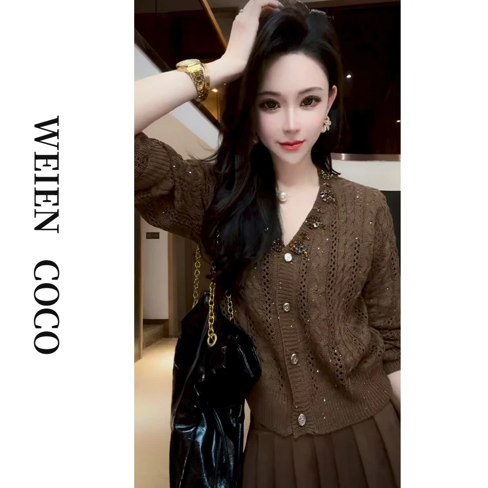 【薇恩COCO】长袖针织衫重工镶钻毛衣显瘦气质时尚打底衫S5188