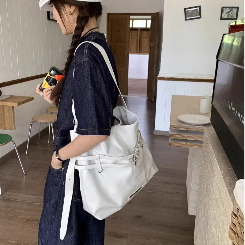 肥肥自制包包女2024新款大容量托特包油皮休大包百搭单肩斜挎包潮