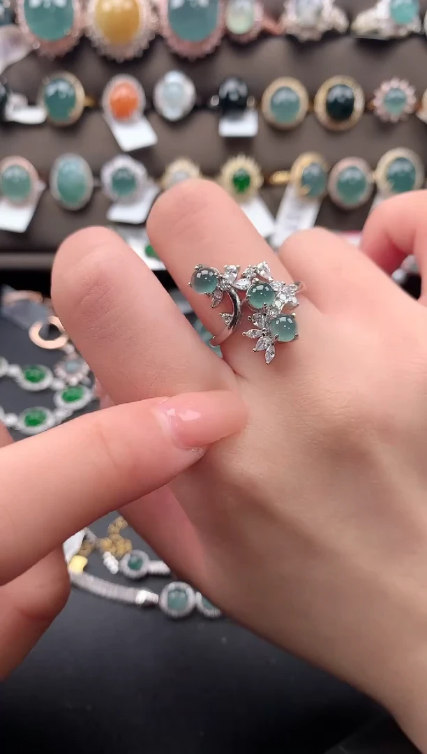 【闪购商品】翡翠戒指银S925镶嵌42141