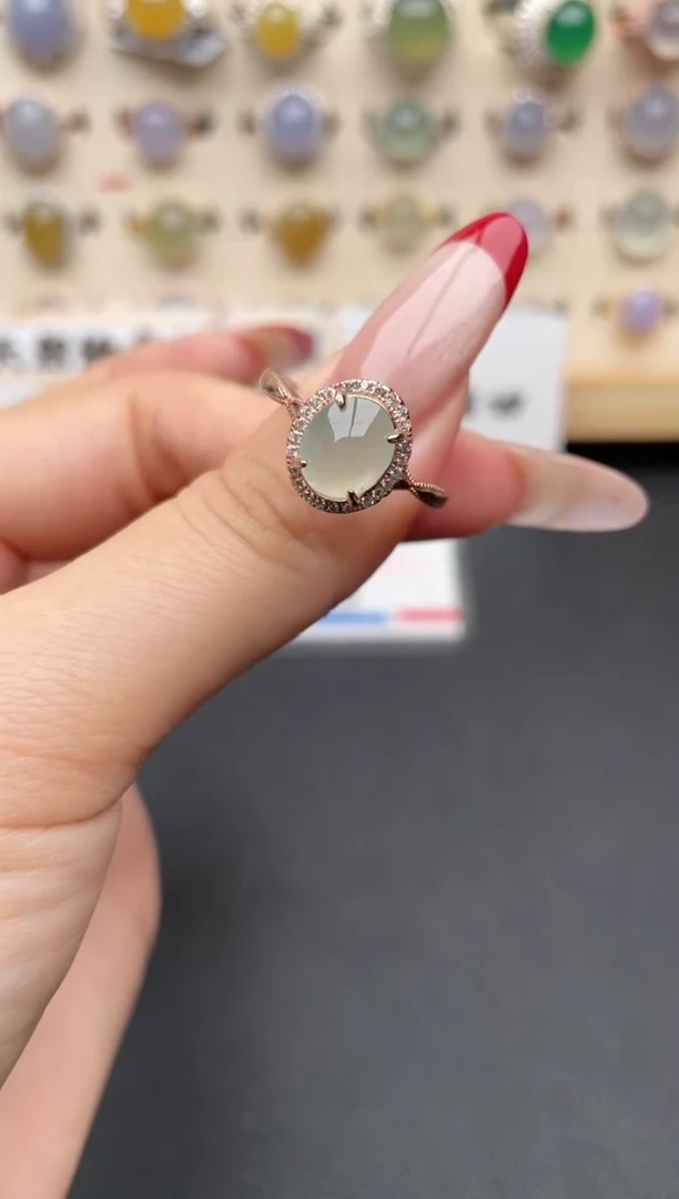 【闪购商品】翡翠戒指银S925镶嵌一物一证一礼盒