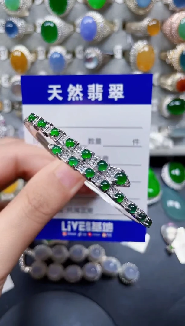 银S925镶嵌手镯翡翠191