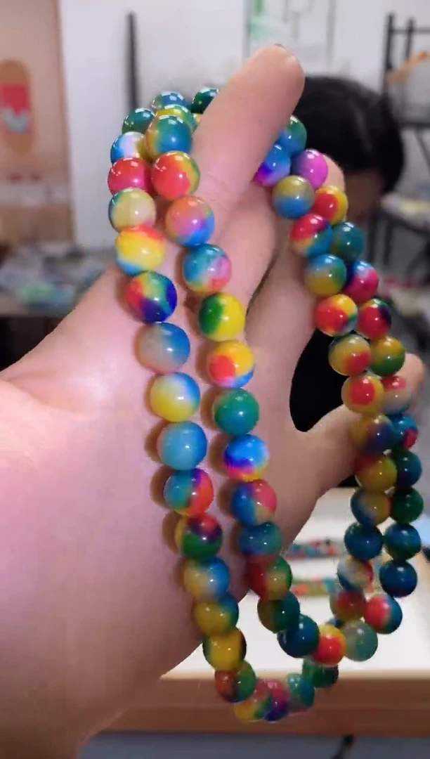 未镶嵌手串玛瑙/玉髓七彩百草项链卡10mm