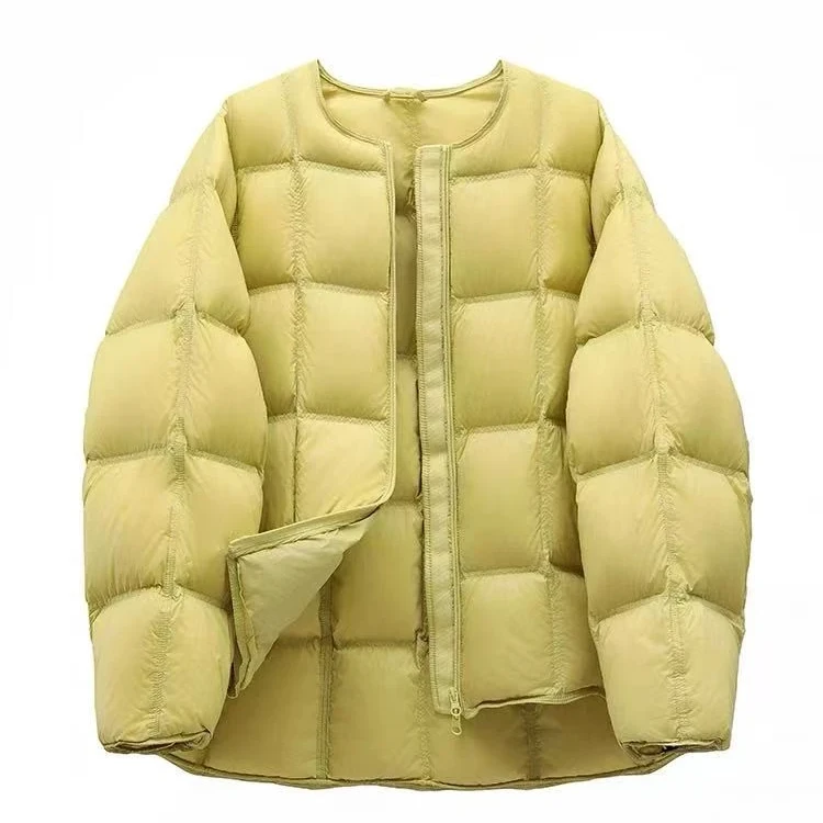 【方块小黄鸭圆领版】2025新款韩系圆领泡芙感方块羽绒服