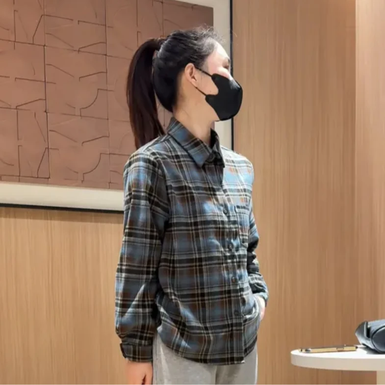 2025爆款时尚秋冬短款磨毛格子衬衫外套女小个子休闲百搭叠穿衬衣