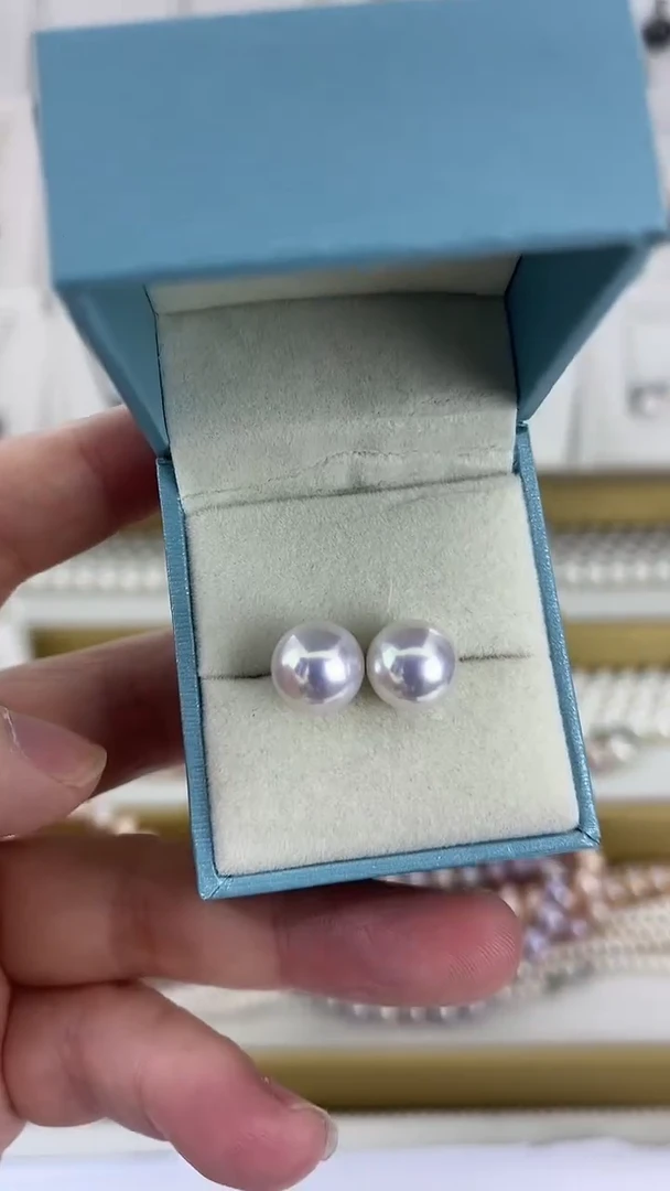 【闪购商品】淡水珍珠耳饰未镶嵌03天然极光奥白光珍珠耳钉