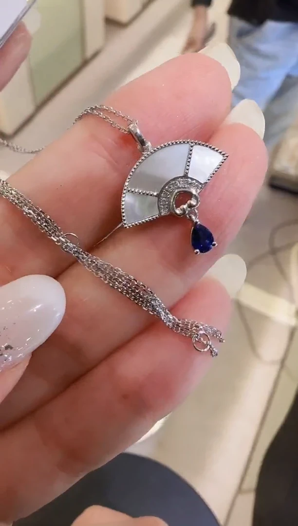 套链蓝宝石18K金镶嵌精选06-扇子项链