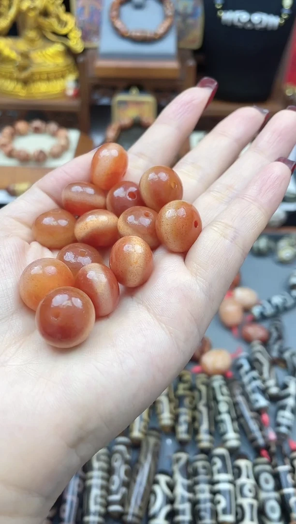 玛瑙/玉髓散珠红肉药师单珠多样性发1个