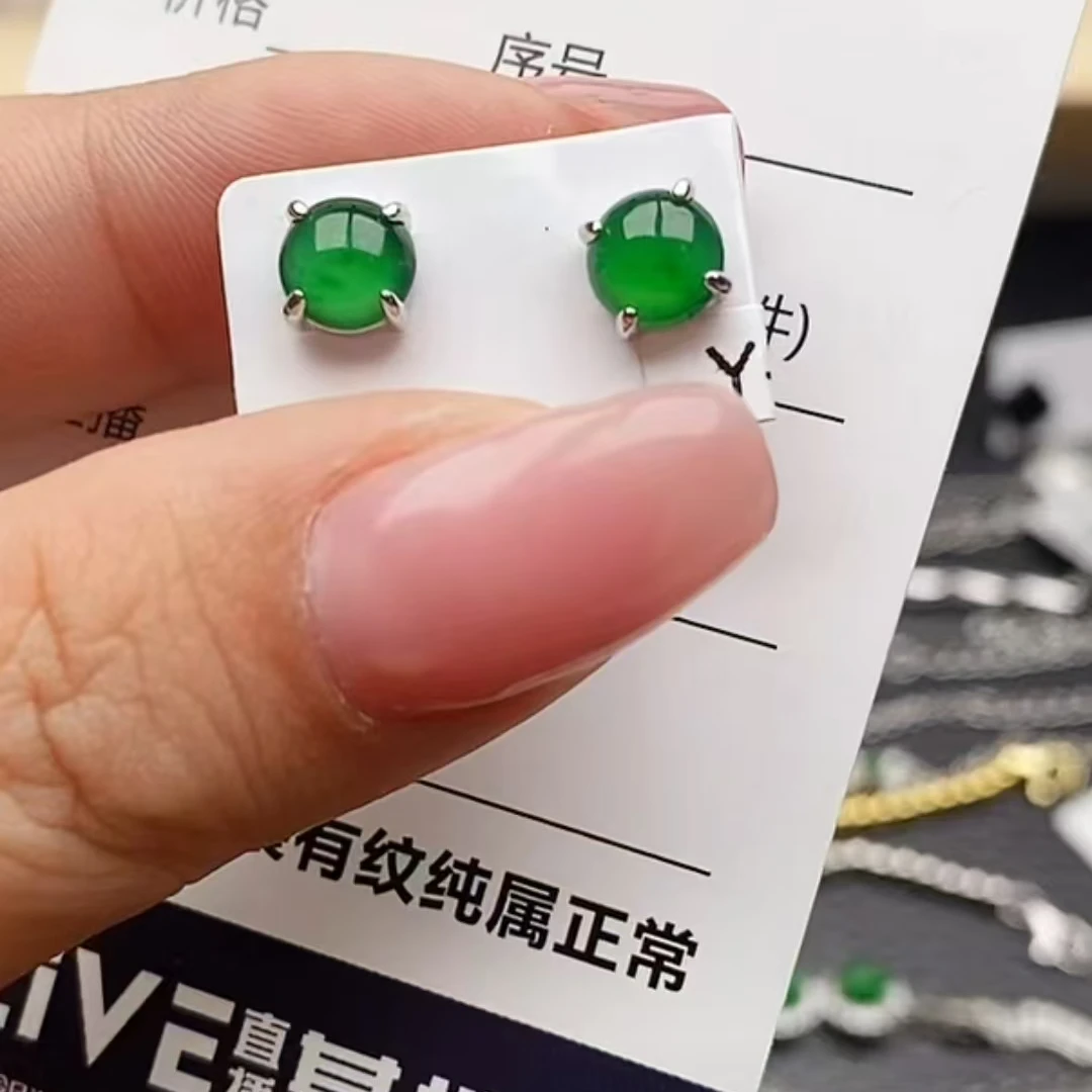 纯天然a货翡翠耳饰