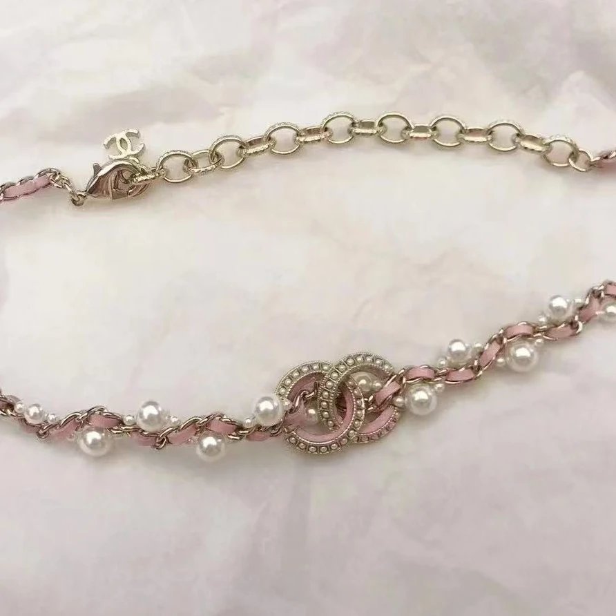 99新 Chanel/香奈儿 粉皮珍珠项链/香选