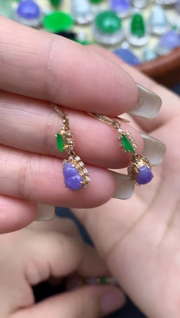 18K金镶嵌翡翠耳饰冬*286-中国好珍宝