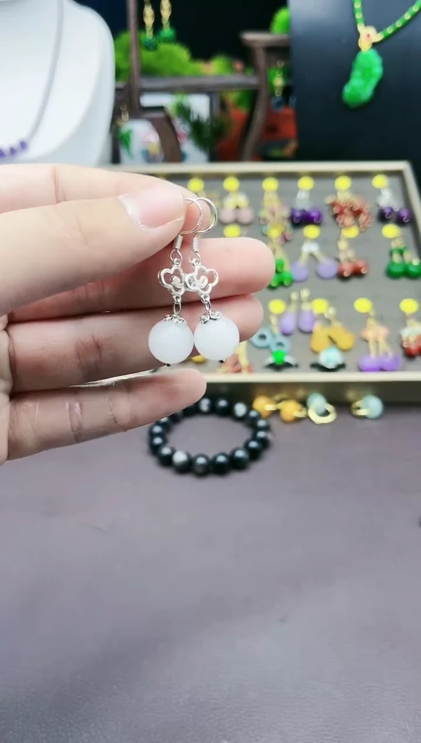 【闪购商品】玛瑙/玉髓耳钉银S925镶嵌101000