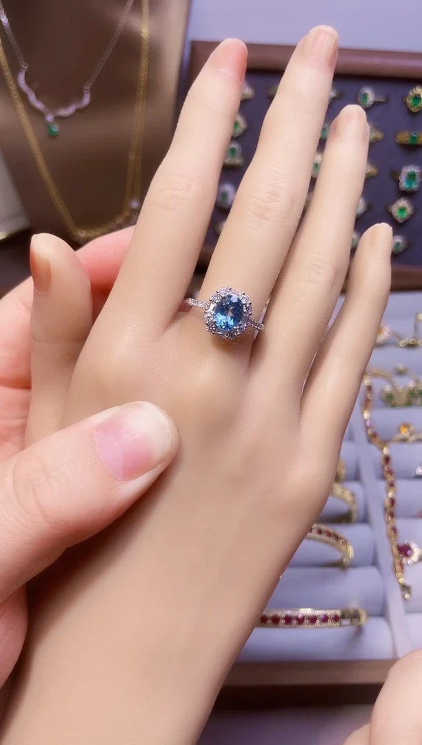 【闪购商品】海蓝宝石戒指银S925镶嵌一枚