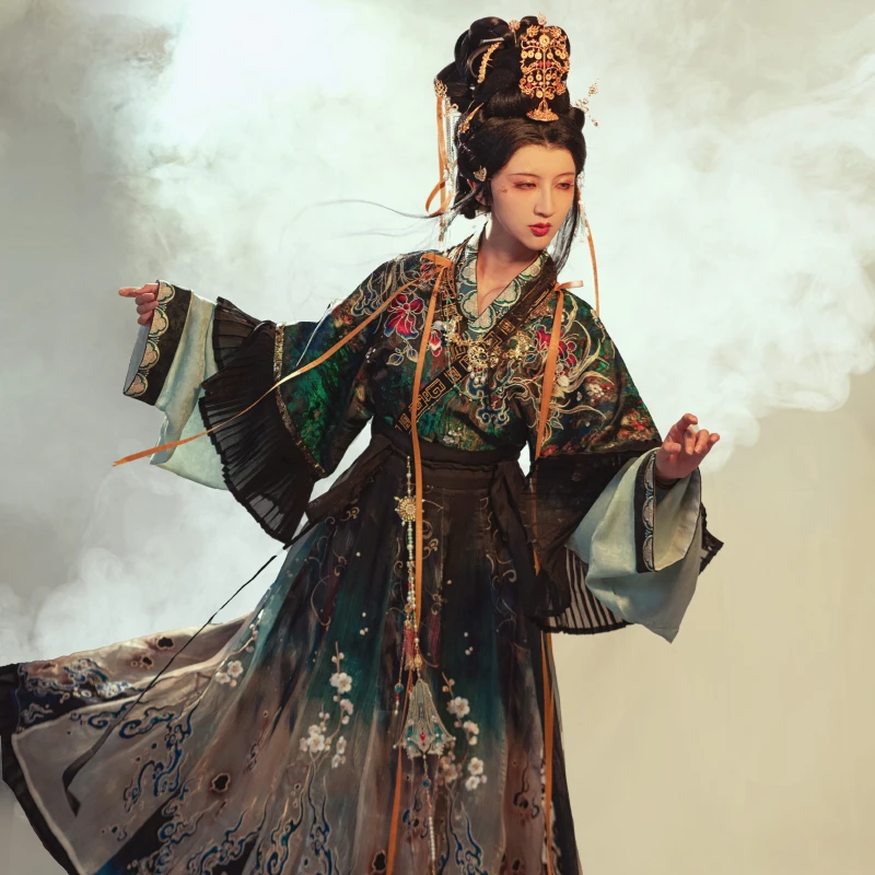 锦瑟衣庄原创设计苍灵祝晋制汉服女款神话系列破裙荷叶边半袖