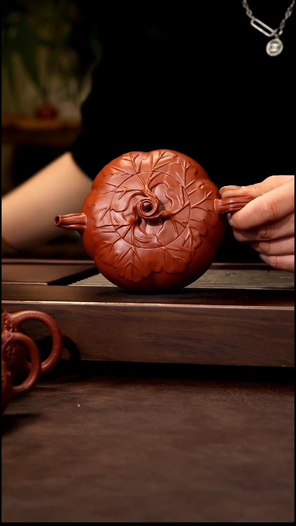 茶壶紫砂赵庄朱泥南瓜260cc左右