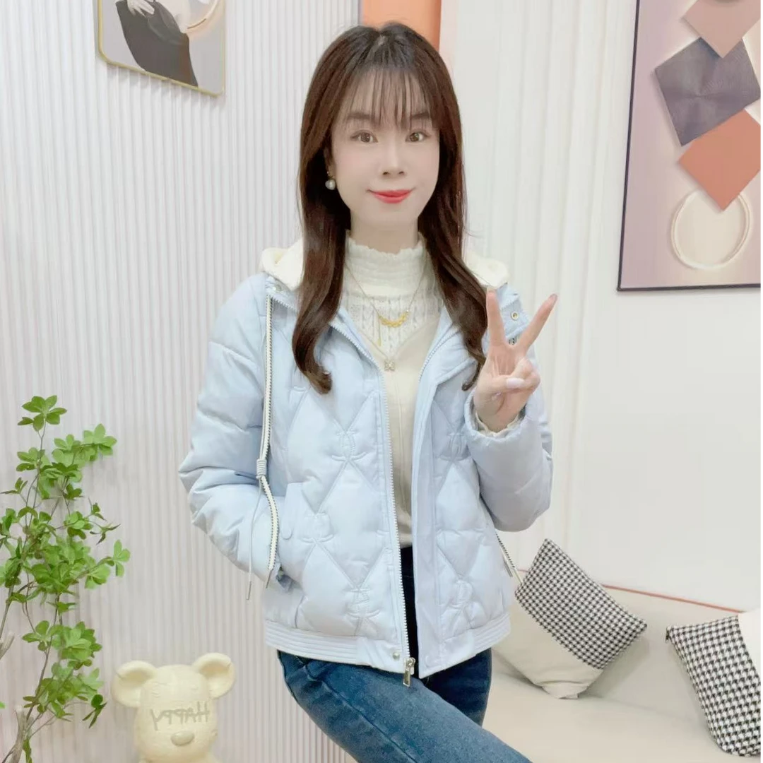 炬雅【轻语飞扬】冬季新款帽子可拆卸飘带洋气减龄显瘦保暖绗棉外套