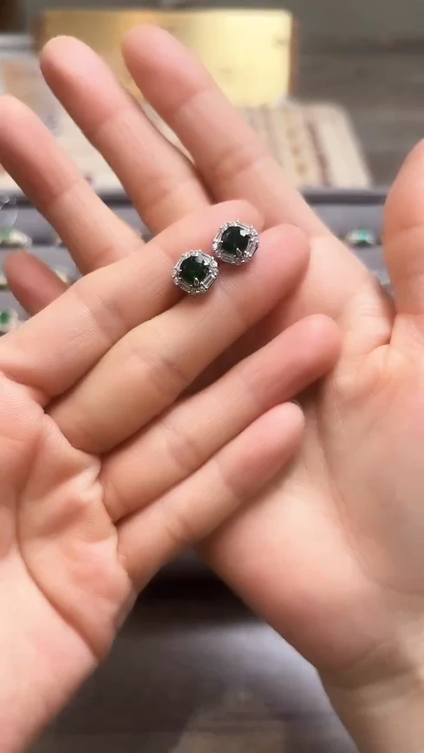 【闪购商品】透辉石耳饰银S925镶嵌09