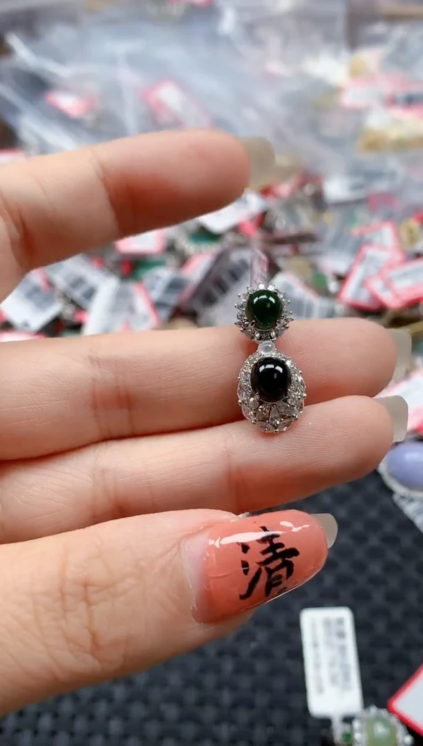 银S925镶嵌戒指翡翠天然A货缅甸翡翠