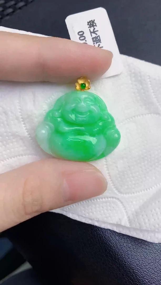 颈饰18K金镶嵌翡翠天然翡翠缅甸A货