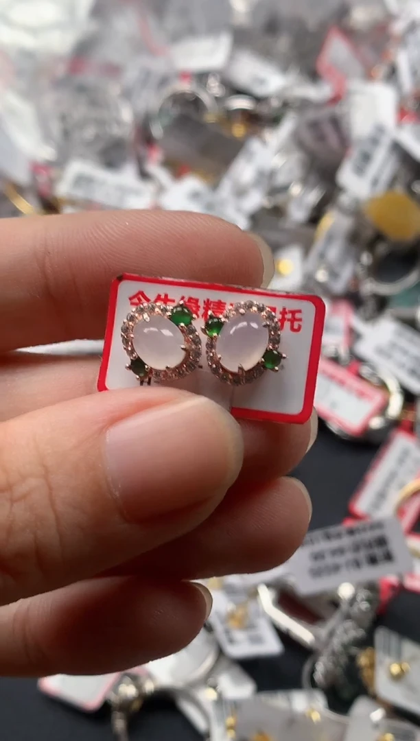 银S925镶嵌戒指翡翠天然A货缅甸翡翠