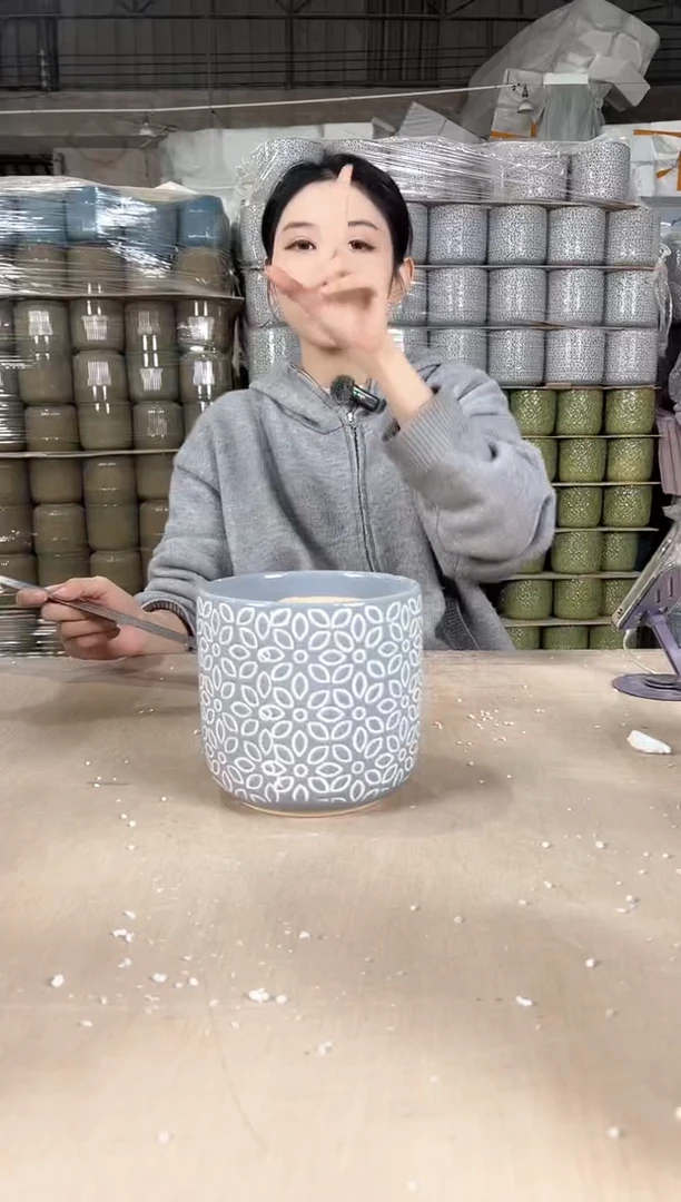 【闪购商品】陶瓷波西米亚灰白小号15x14