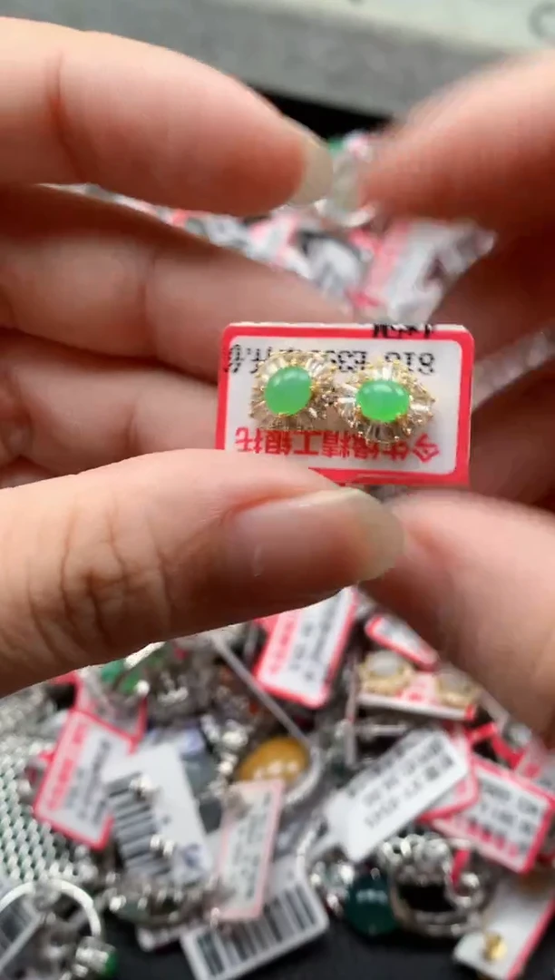 银S925镶嵌戒指翡翠天然A货缅甸翡翠