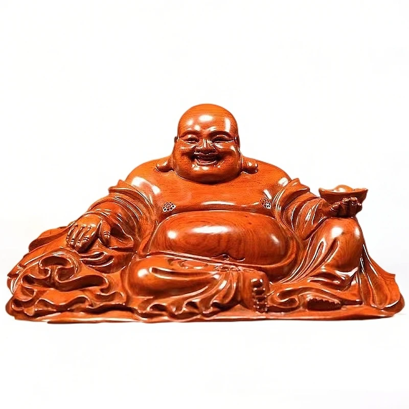 长15公分花梨车载弥勒佛木雕摆件