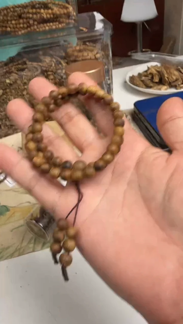 沉香手串07虫漏圆珠双圈棋楠手串8+ 多样性发一