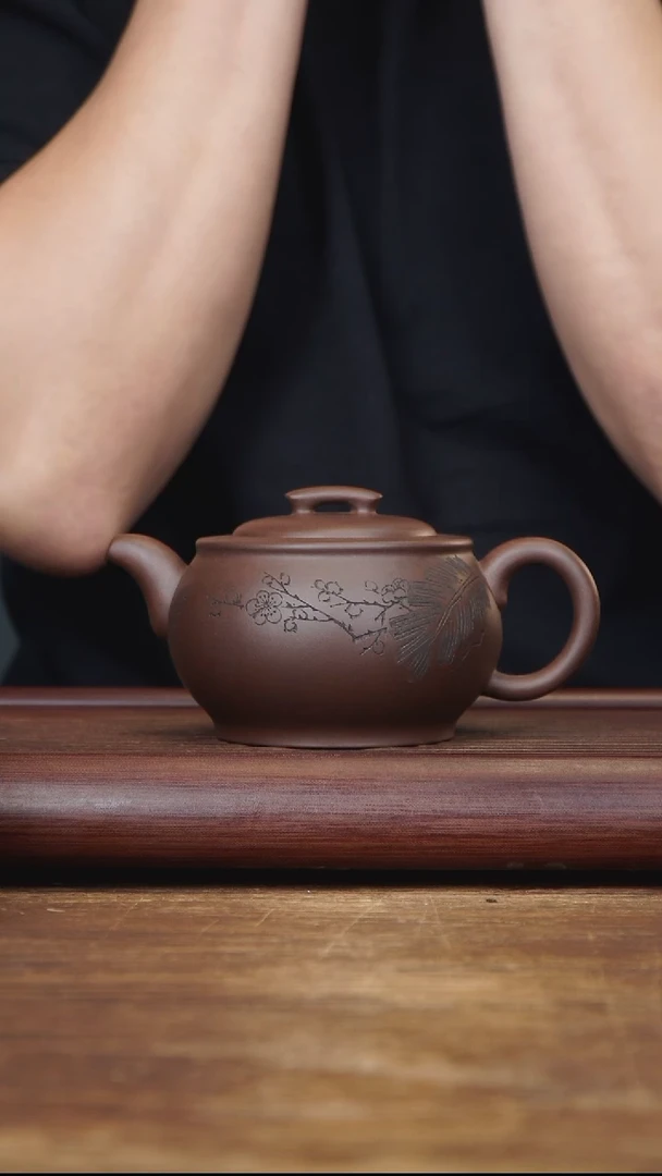 茶壶紫砂370ml 主播作品鼓腹 紫泥