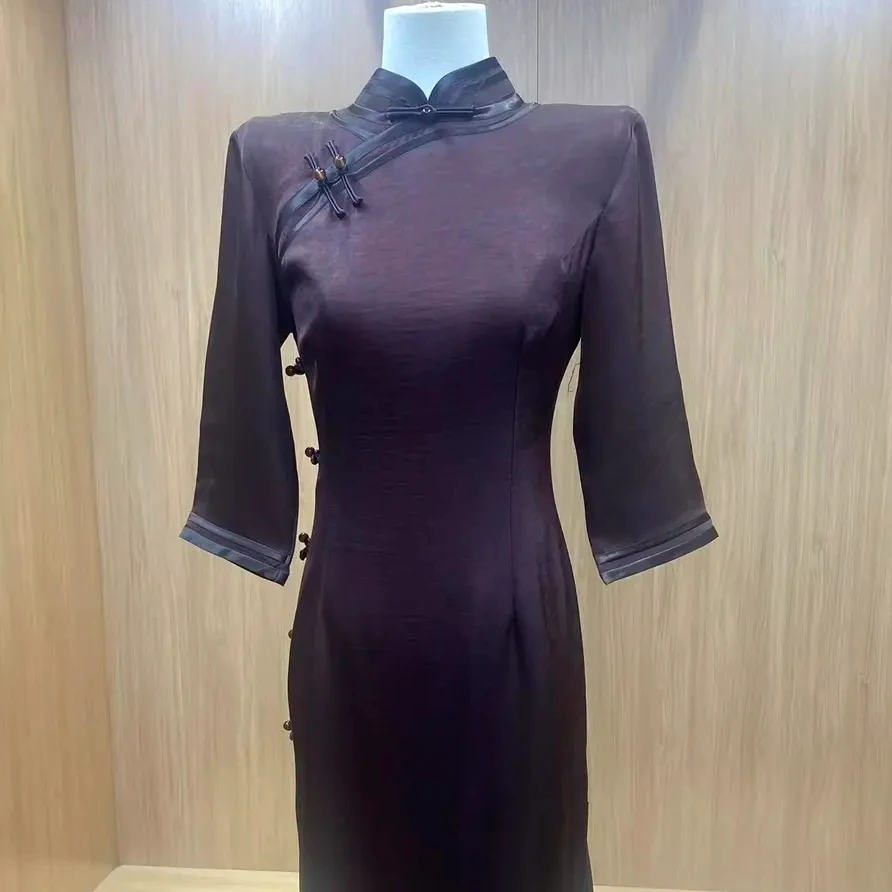 【流金斑斓】2024春秋新款复古百搭优雅修身气质优雅日常长款旗袍