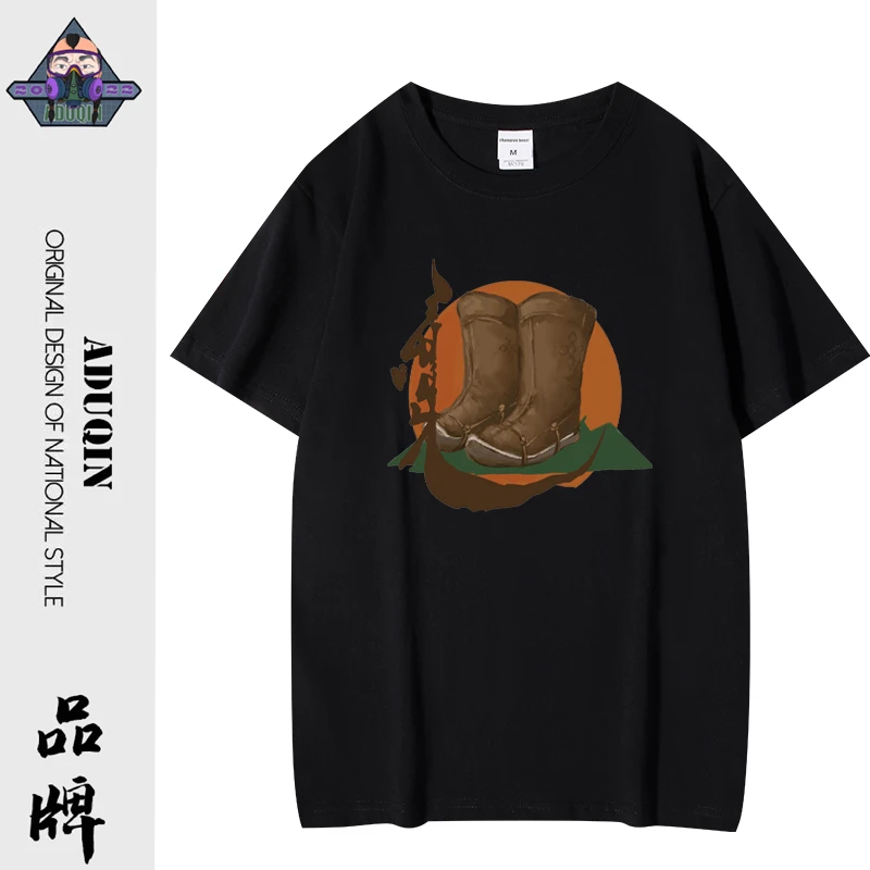 【太阳靴】纯棉短袖民族风格休闲t恤夏季必备圆领印花情侣情侣百搭