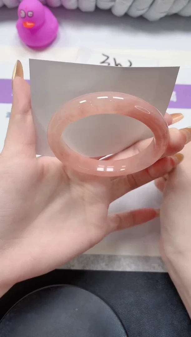 石英质玉手镯未镶嵌142-桃花54.9