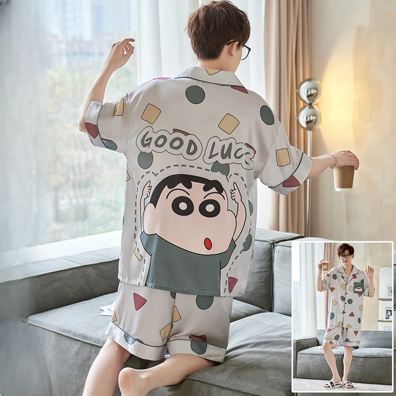小新冰丝男款睡衣短袖夏季夏天薄款学生青少年大童大码家居服套装