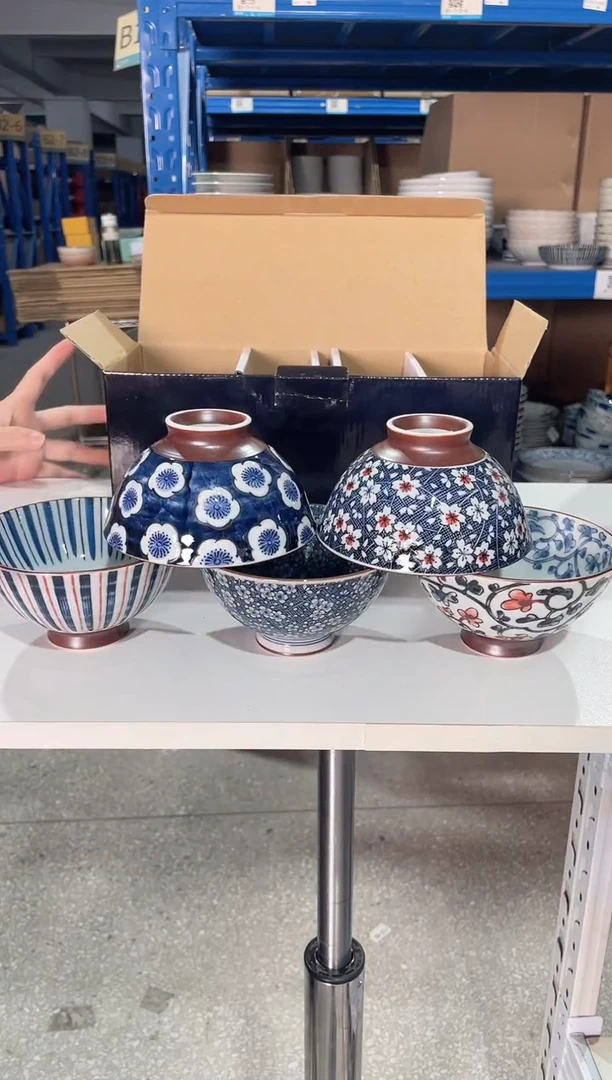 陶瓷高脚碗五件套4.5英寸