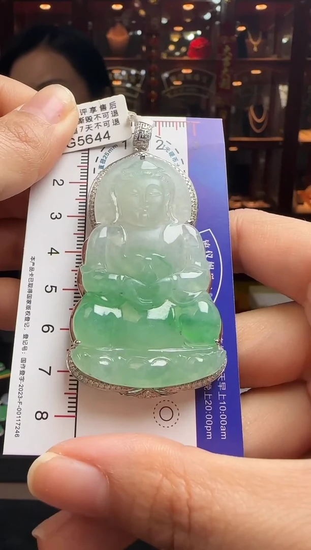 【闪购商品】翡翠颈饰18K金镶嵌G5644冰阳绿观音