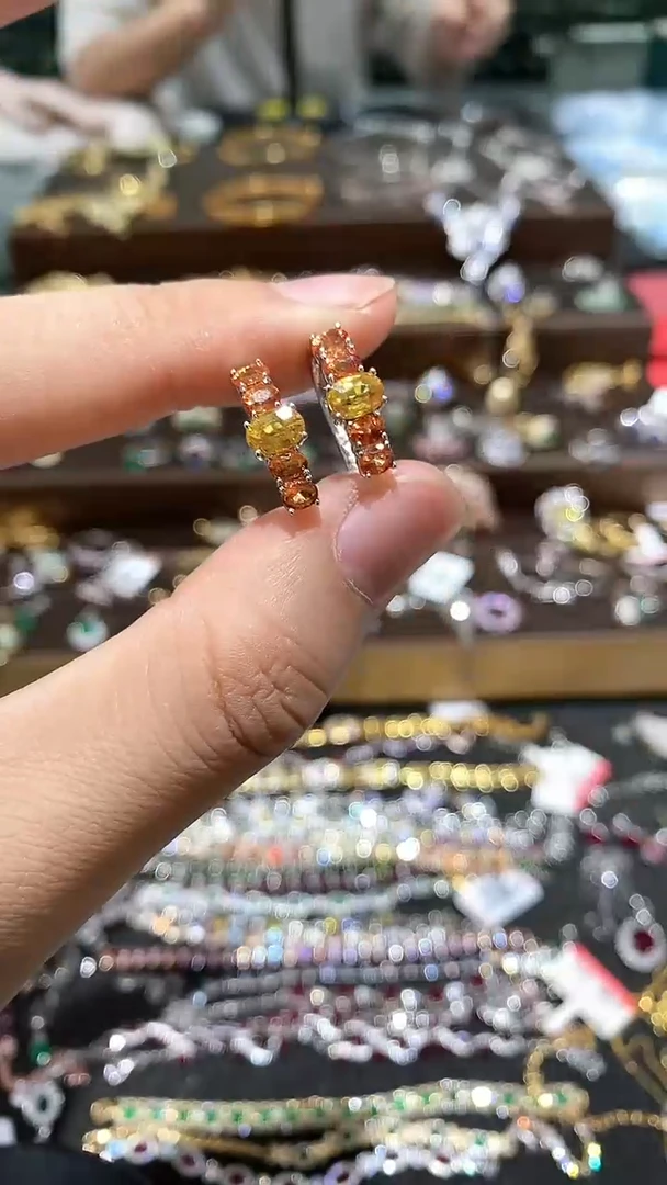 【闪购商品】蓝宝石耳饰银S925镶嵌耳饰