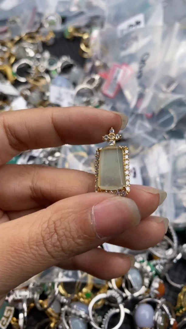 银S925镶嵌戒指翡翠11-10