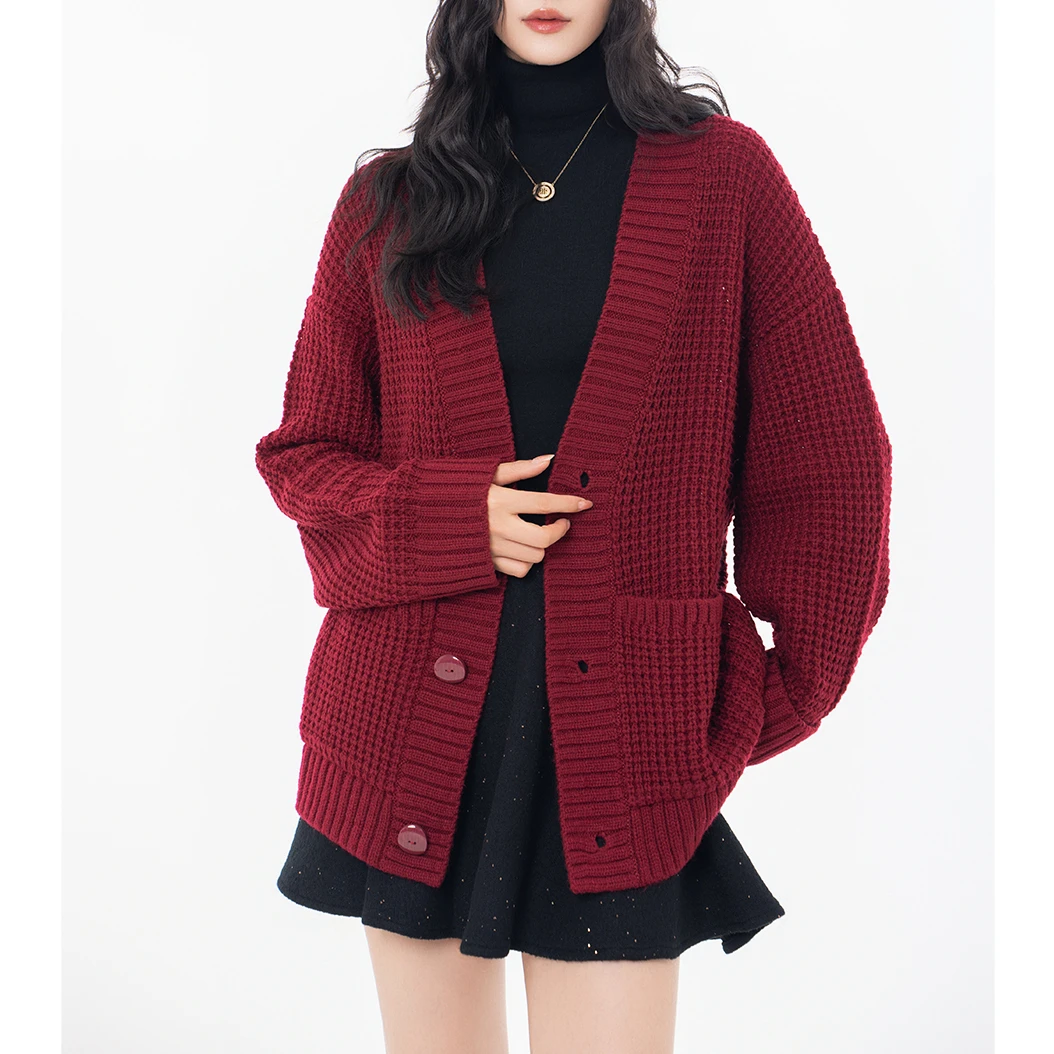 AMASS/阿玛施【流光风】优雅气质廓形针织外套女单排扣开衫 5499286