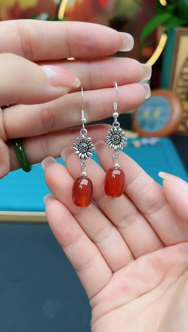 玛瑙/玉髓耳饰银S925镶嵌430000