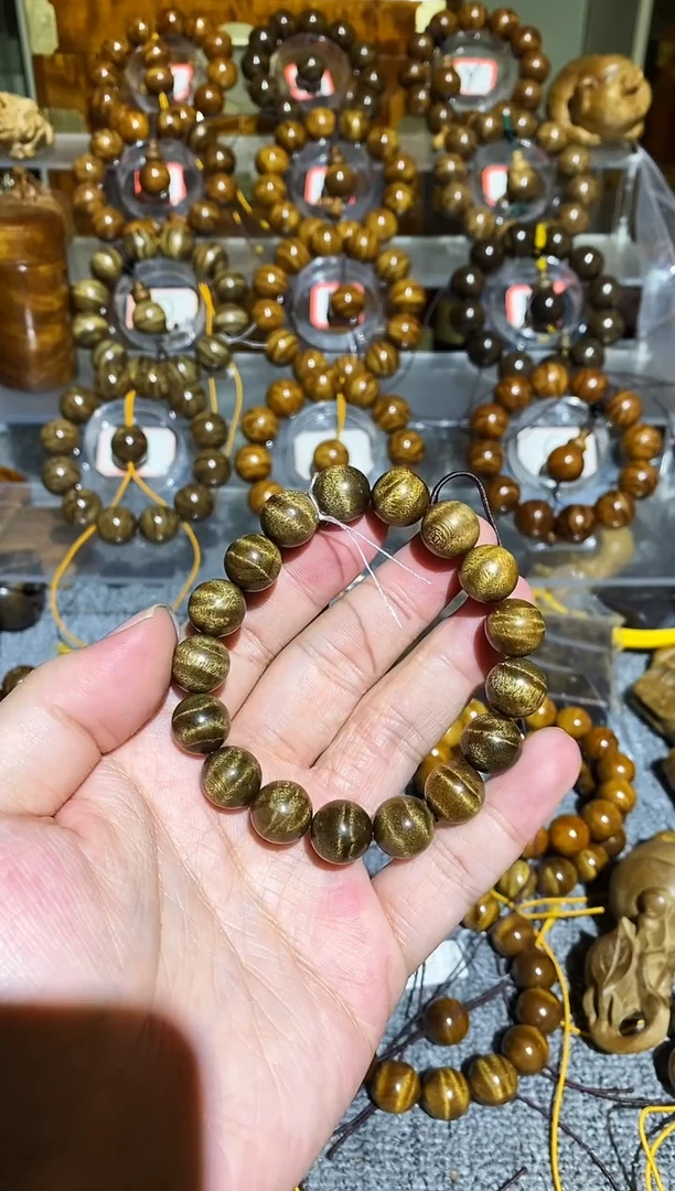 楠木（金丝楠）手串/手链小叶桢楠黑金水波纹1.2手串