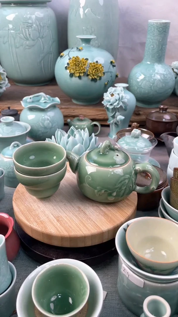 【闪购商品】1壶2杯 特价 微瑕 慧仙青瓷