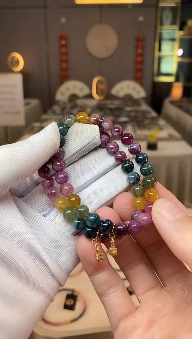 未镶嵌老矿碧玺彩虹单圈手串7mm+碧玺多样性发货一条xion