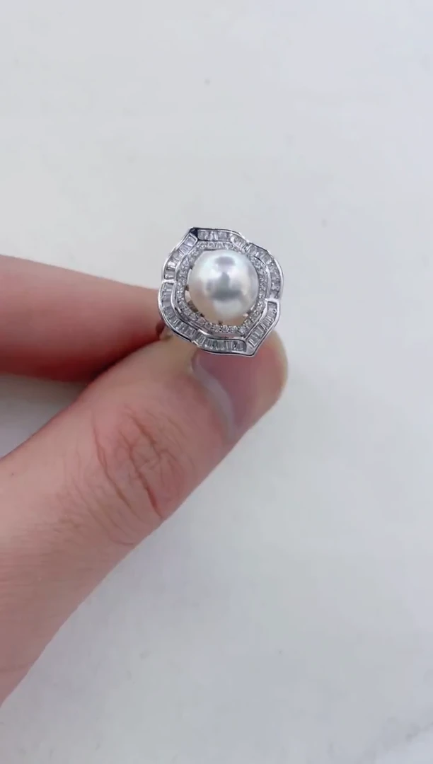 银S925镶嵌戒指海水珍珠