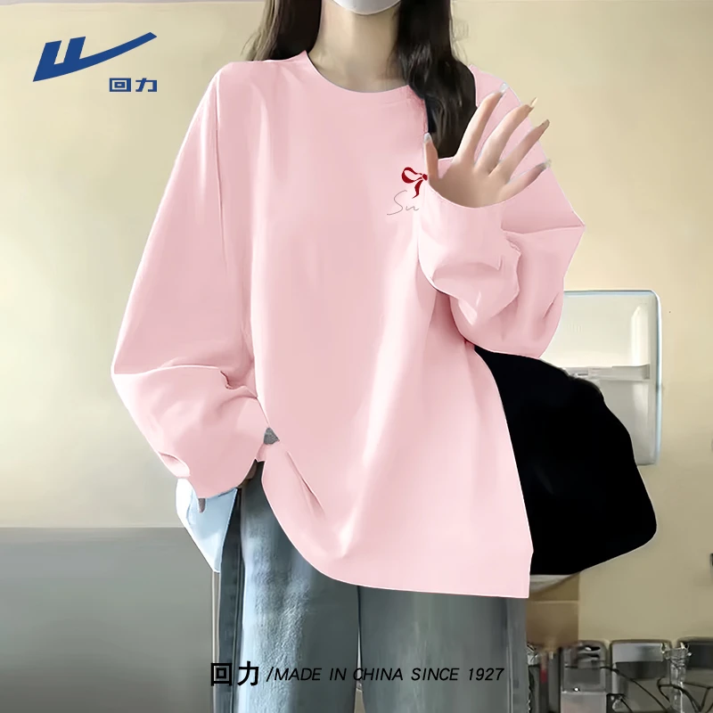 Warrior/回力纯棉t恤2025新款春秋季小个子长袖打底衫短袖女t恤L