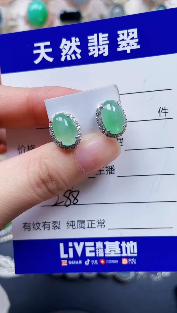 银S925镶嵌翡翠耳饰288