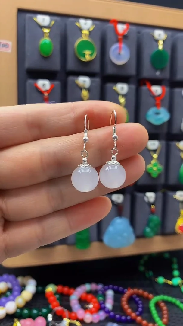 【闪购商品】玛瑙/玉髓耳环银S925镶嵌耳饰